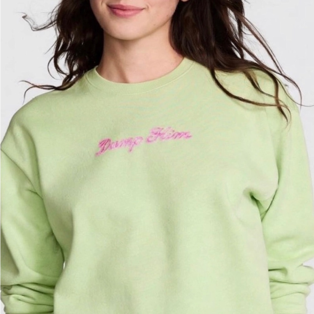 PINK Victoria's Secret Light Green Crewneck with Pink Script